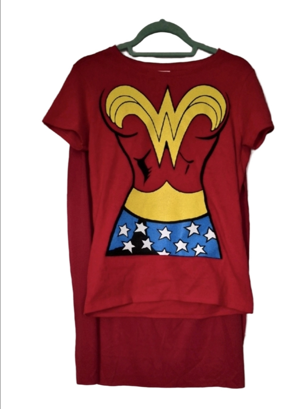 Wonder Woman Women's Graphic Tee Dress Costume Cape And Crown Super Hero SM